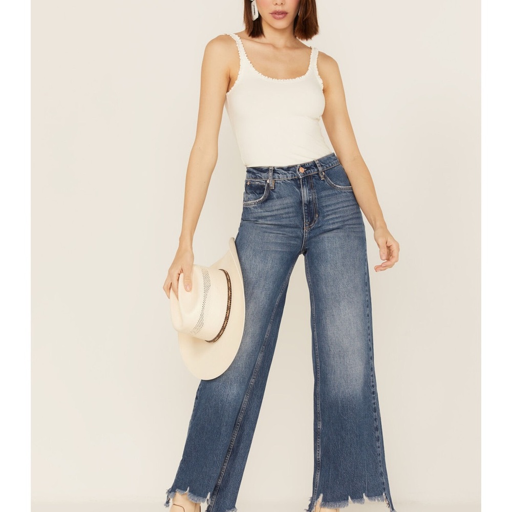 Free People Women's Straight Up Baggy Medium Wash High Rise Jeans #OB1463178 - Picture 6 of 12